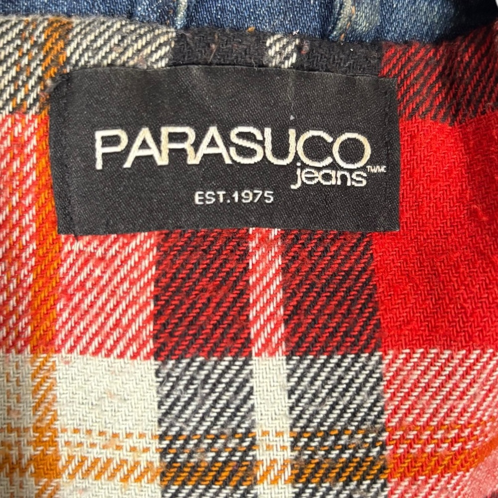 Classic Denim Jacket with Plaid Accents - Picture 4 of 9